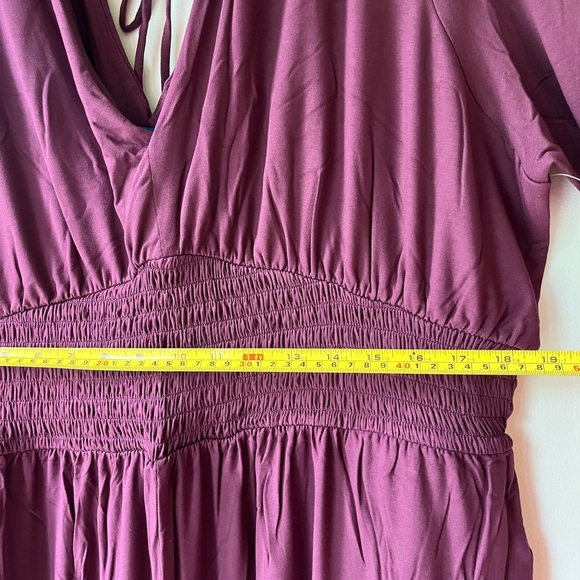 Old Navy Plum Maxi Dress XXL Smocked Waist Long Sleeve V-Neck Boho New NWT - Picture 9 of 15